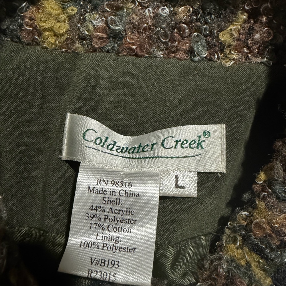 coldwater creek dark‎ tones patchwork button up vest, women's large #1517 - Picture 3 of 6